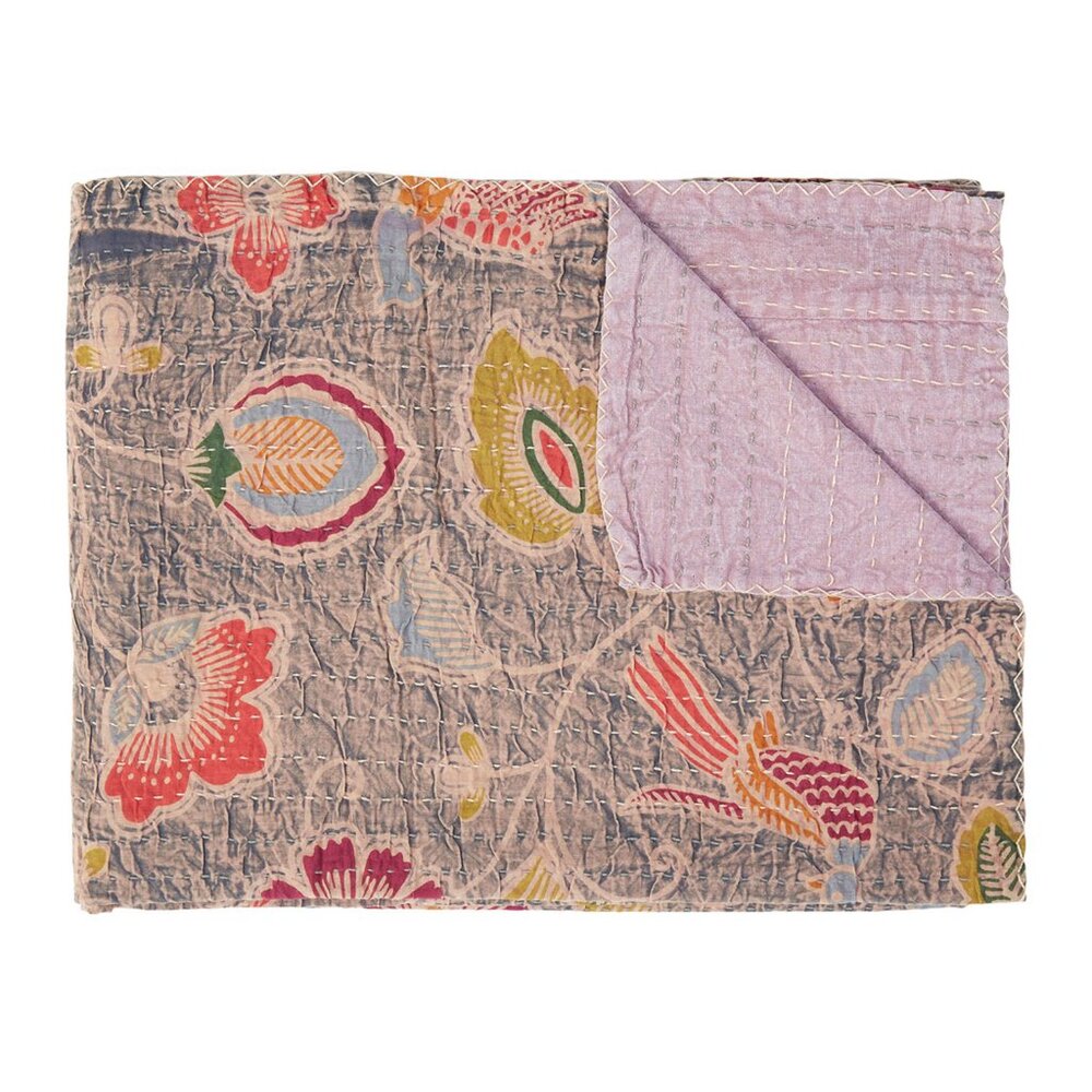 Taj Hotel Home Decor Kantha Cotton Throw | 1-Piece | Multicolor | 50"x70"